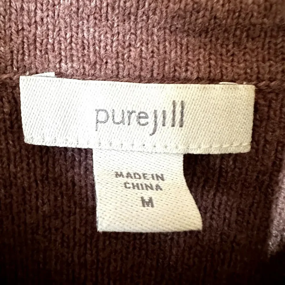 J. Jill Purejill Coatigan Sweater Knitted Button Down Collared Mauve M